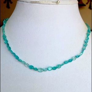 Paraiba Apatite Pebble’s (198 cts) in Sterling Silver Necklace